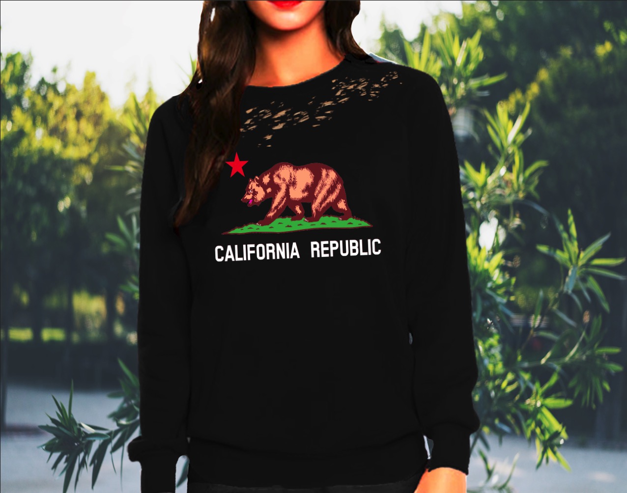 California Republic Bear Mens Long Sleeve Crew Neck Pullover 